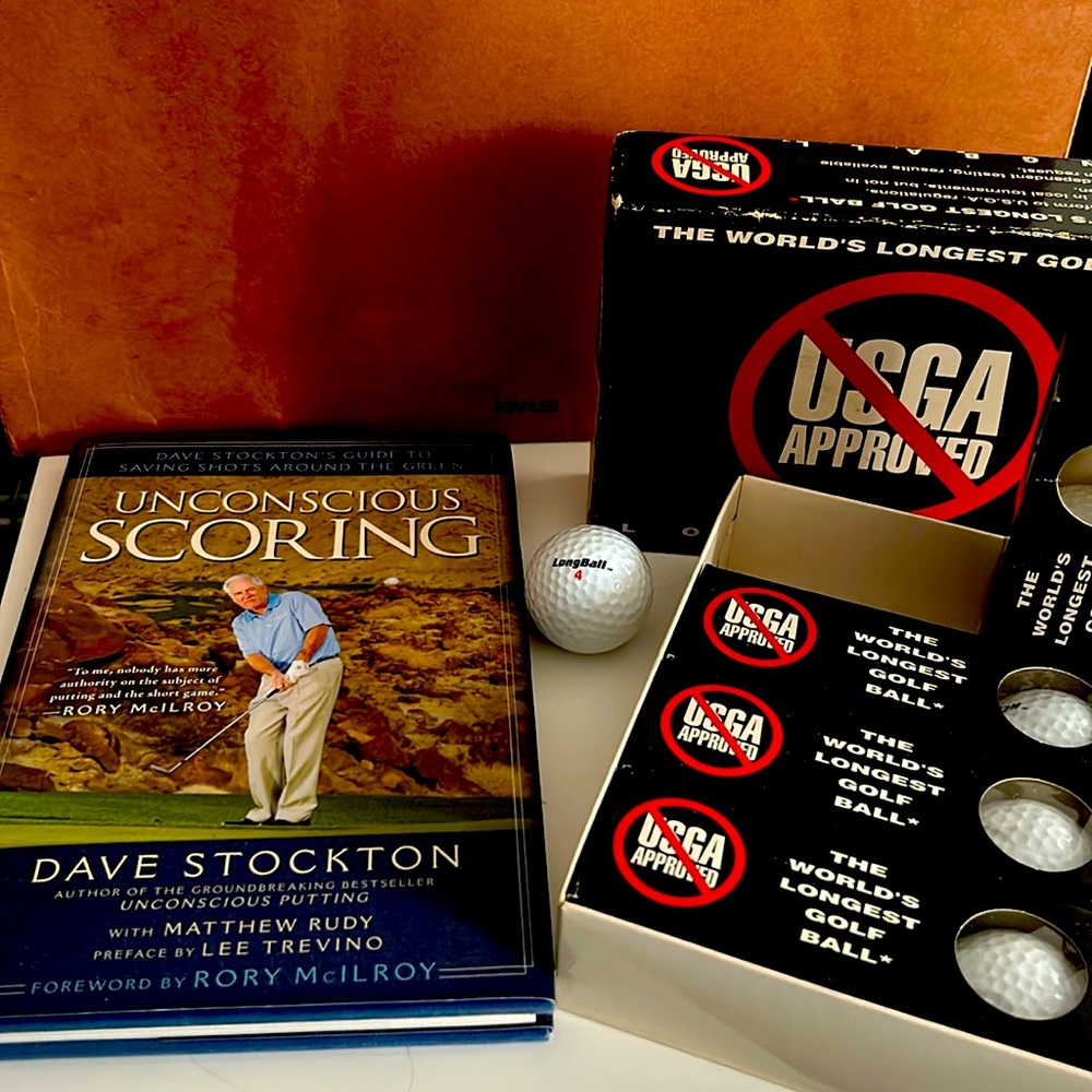 12 LongBall new golf balls and Golfing Book: “Unconscious Scoring”
